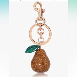 Gold Pear purse charm or keychain with clip